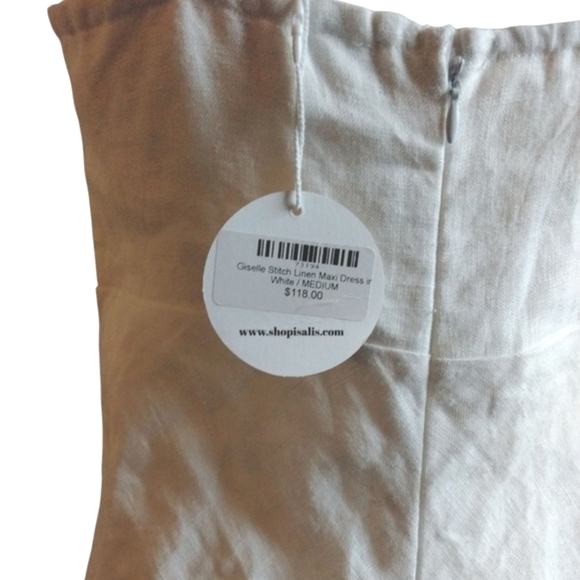 White Linen Sleeveless Maxi Dress with Black Trim Giselle By Isilis - Picture 8 of 10